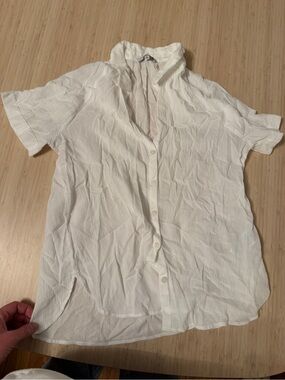 Madewell Lightweight Ivory Button-Up Short Sleeve Blouse